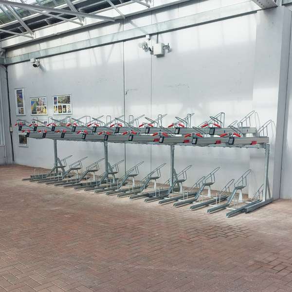 fietsparkeren etagefietsenrek dubbellaags fietsoverkapping